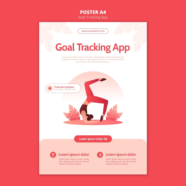 Free PSD goal tracking app poster template