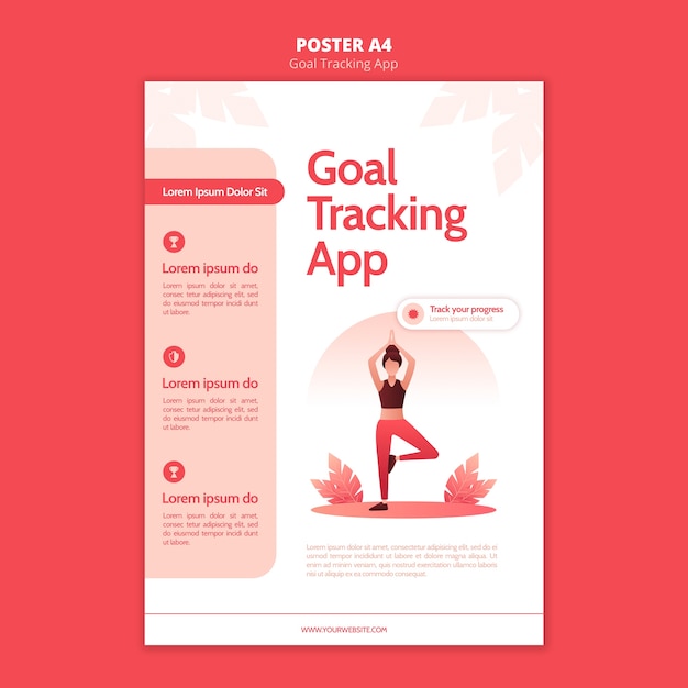 Free PSD goal tracking app poster template