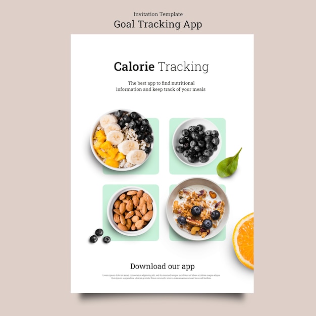 Free PSD goal tracking application invitation template