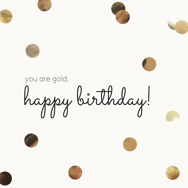 Free PSD gold birthday greeting template psd with beige background