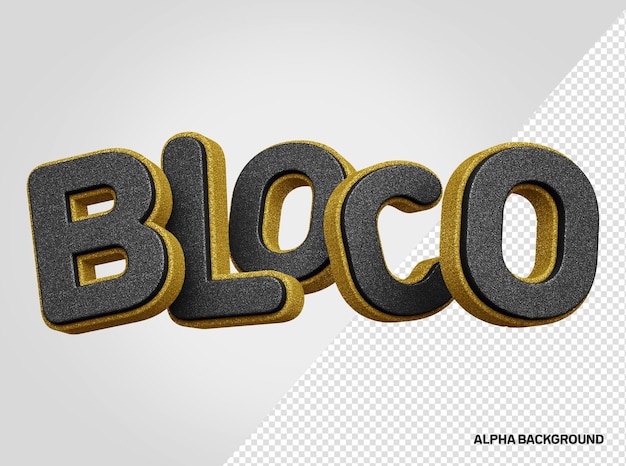 Gold and black carnival block 3d logo with glitter realistic texture