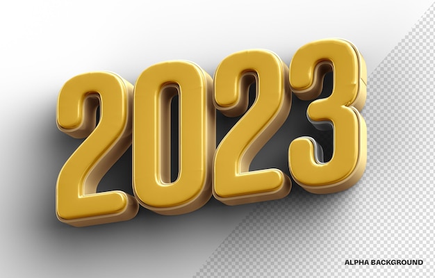 Free PSD golden 2023 3d rendering for compositing