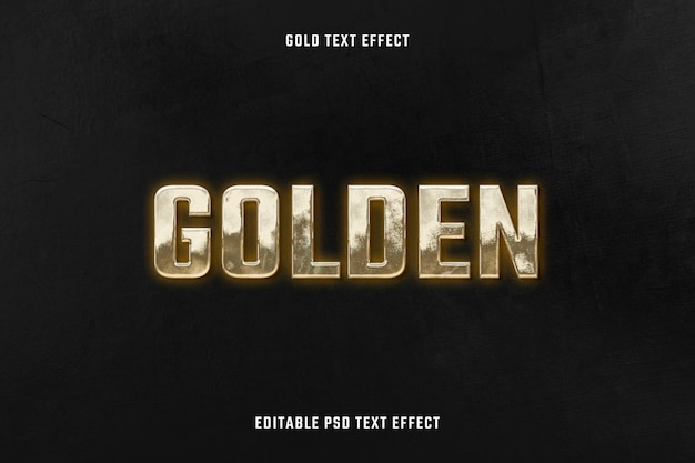 Golden 3D text effect psd editable template