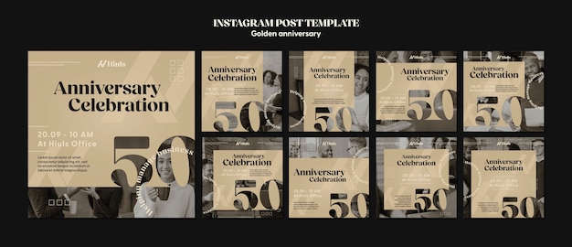 Free PSD golden anniversary template design