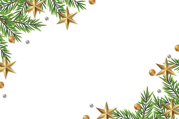 Free PSD golden christmas border with ornaments