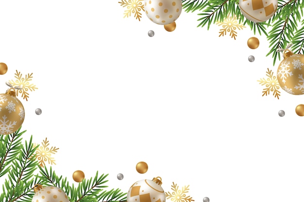 Free PSD golden christmas border with ornaments