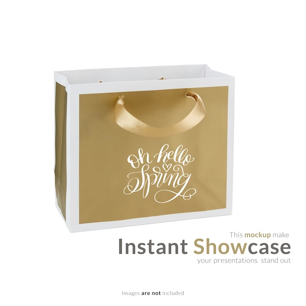 Free PSD golden gift bag mock up