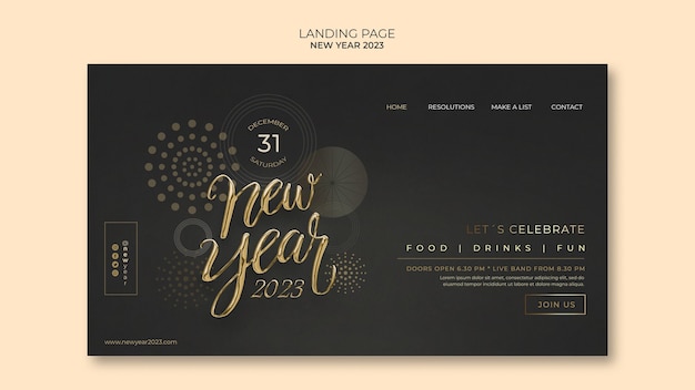 Golden new year 2023 landing page