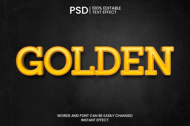 Free PSD golden text effect over black surface