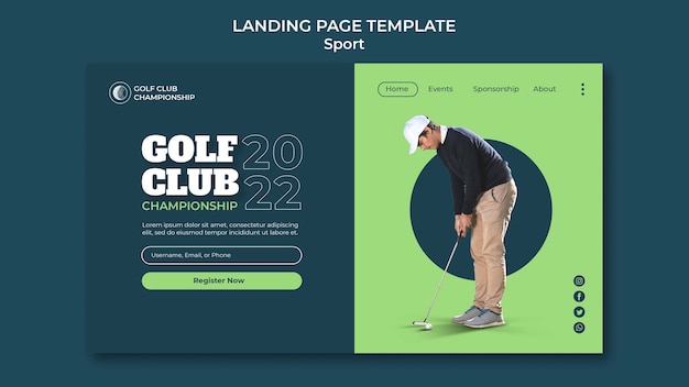 Golf club sport landing page template