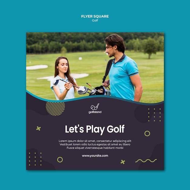 Free PSD golf practicing flyer square