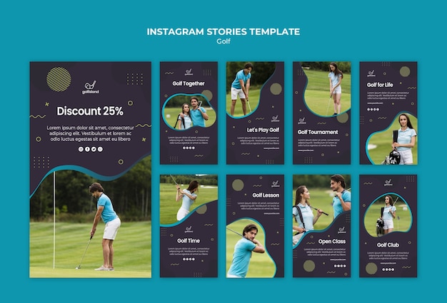 Free PSD golf practicing instagram stories