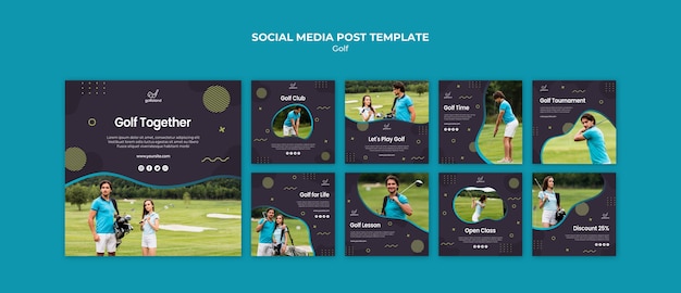 Free PSD golf practicing social media post