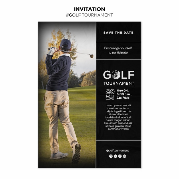 Free PSD golf tournament invitation template