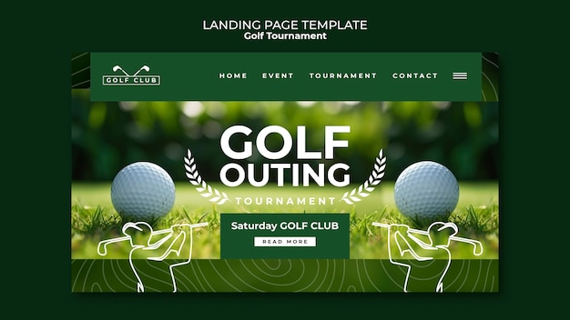 Free PSD golf tournament landing page template