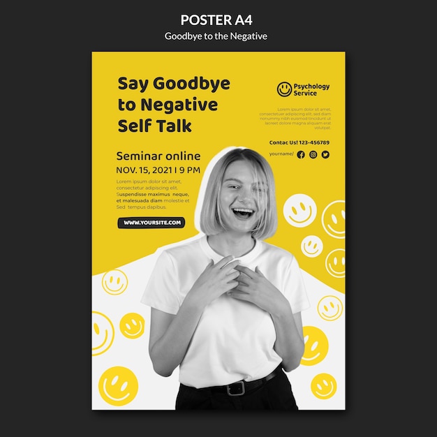 Free PSD good bye to the negative poster design template