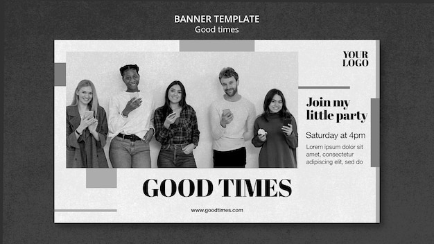 Free PSD good times banner template with photo