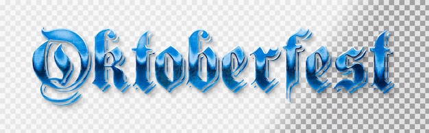 Free PSD gothic grunge lettering for oktoberfest metallic on transparent background