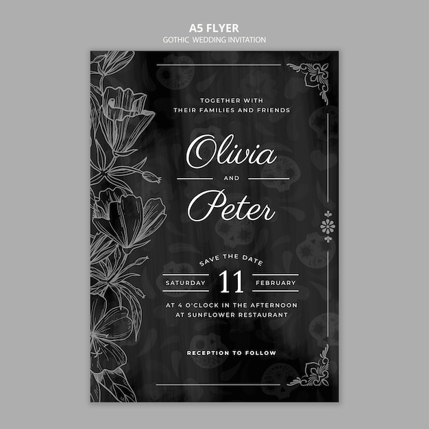 Free PSD gothic wedding invitation template