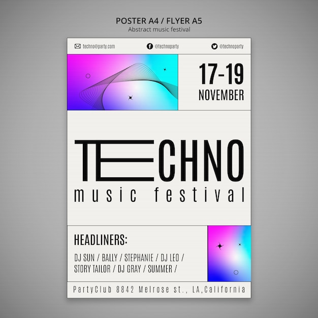 Gradient abstract music festival template