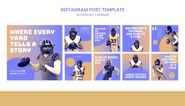 Free PSD gradient american football instagram posts