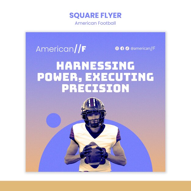 Gradient american football square flyer template