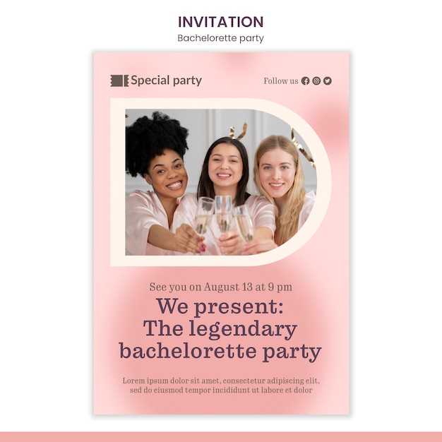 Free PSD gradient bachelorette party design template