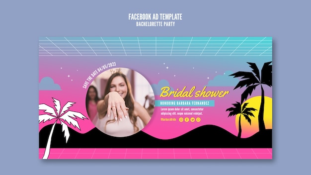 Free PSD gradient bachelorette party social media promo template with beach theme