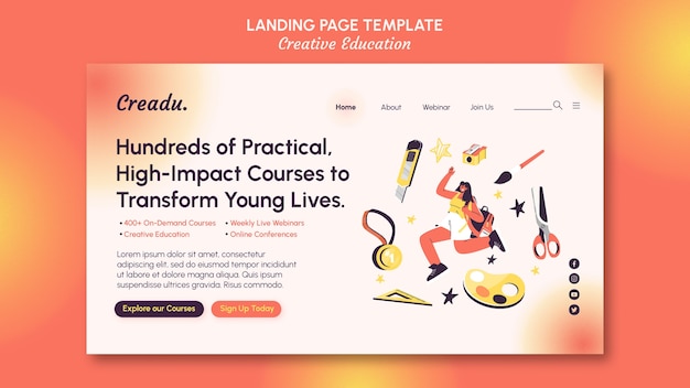 Free PSD gradient back to school landing page template