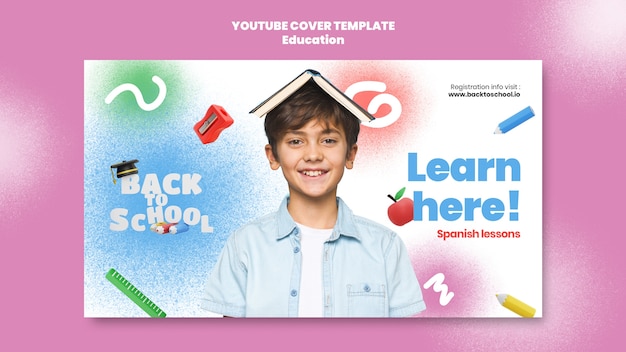 Free PSD gradient back to school youtube cover template