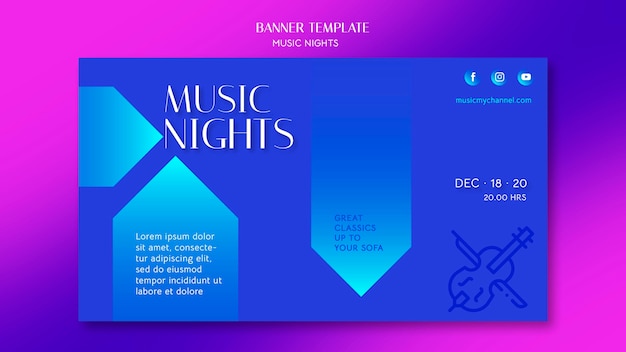 Gradient banner for music nights festival