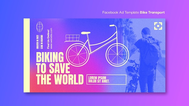 Free PSD gradient bike transport facebook template