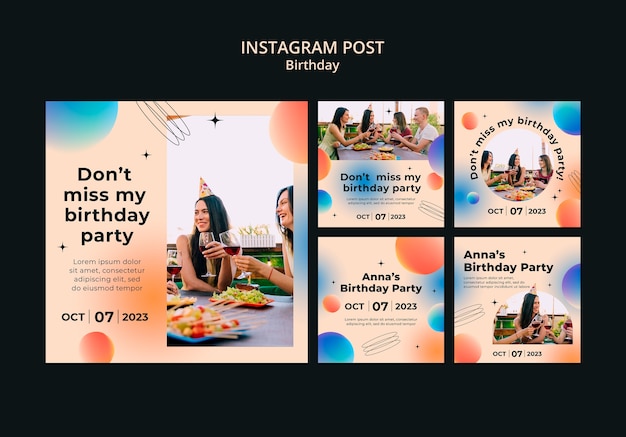 Gradient birthday template design