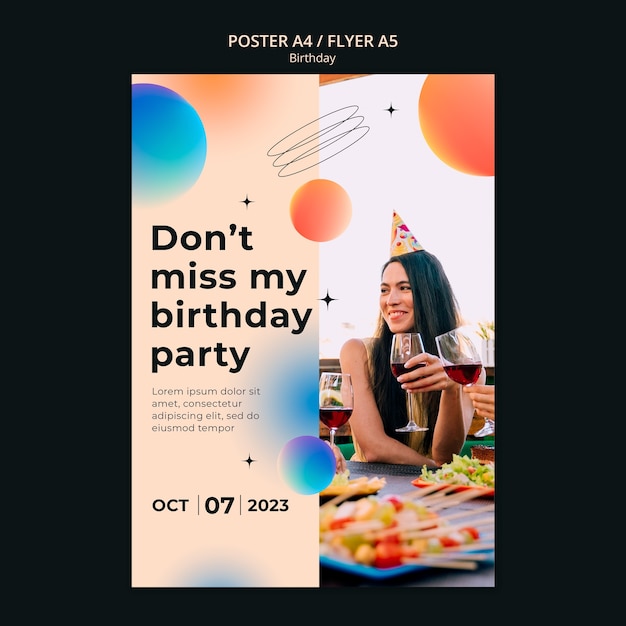 Free PSD gradient birthday template design