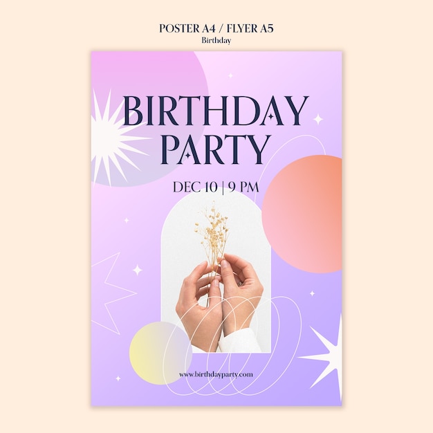 Free PSD gradient birthday template