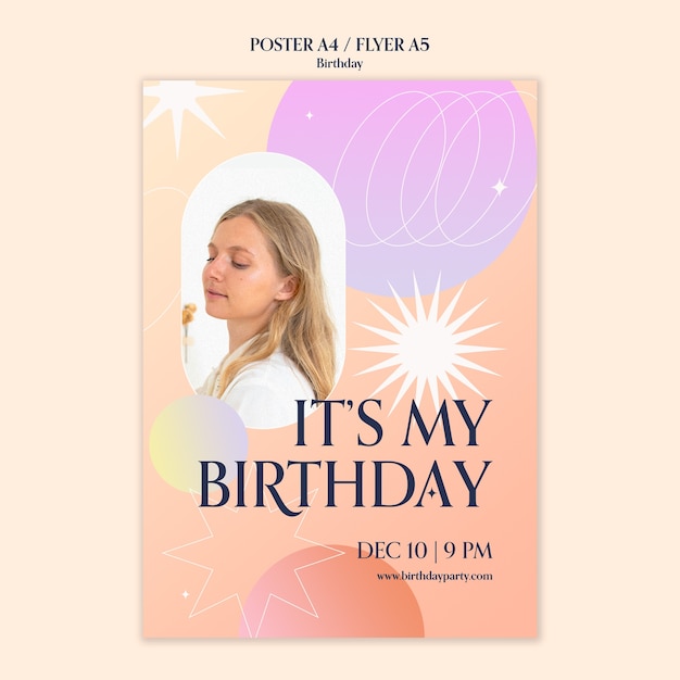 Free PSD gradient birthday template