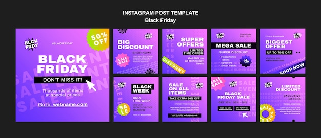 Free PSD gradient black friday template design