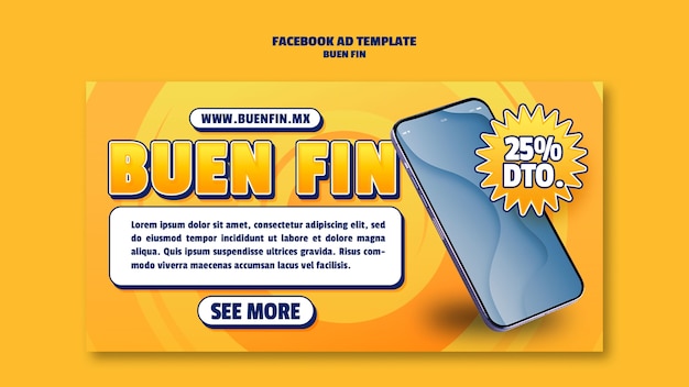 Free PSD gradient buen fin facebook template