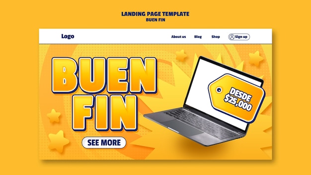 Free PSD gradient buen fin landing page template