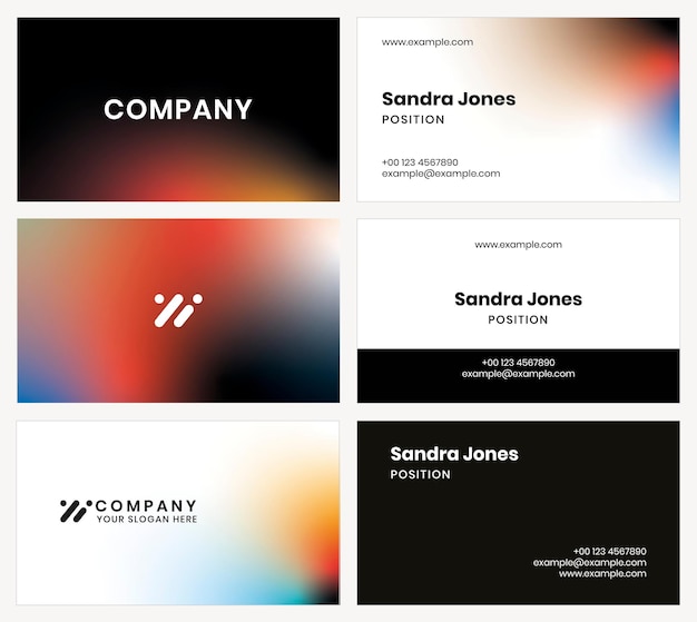 Gradient business card template psd for tech company in modern style collection