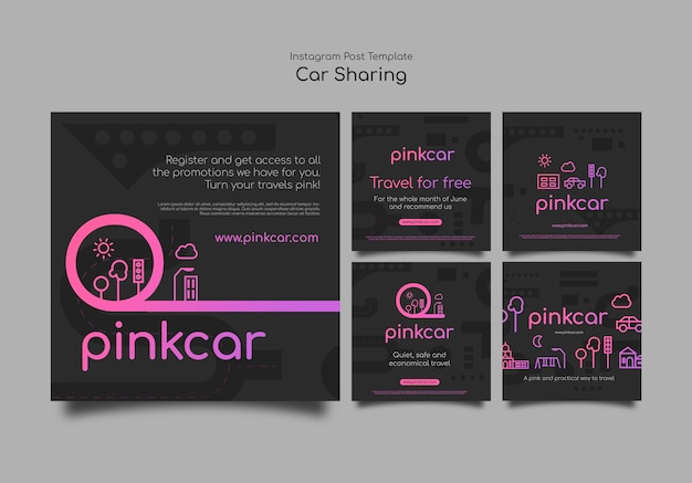 Free PSD gradient car sharing instagram posts