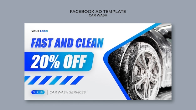 Free PSD gradient car wash facebook template