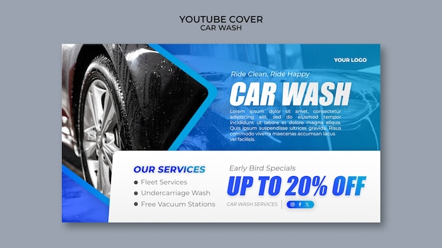 Free PSD gradient car wash youtube cover