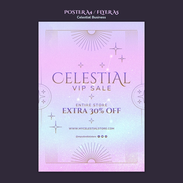 Free PSD gradient celestial style poster template