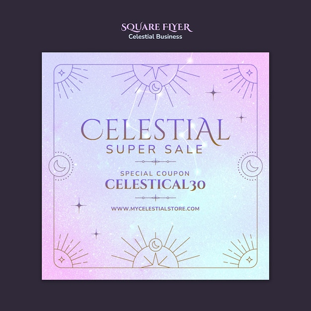 Free PSD gradient celestial style square flyer template