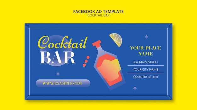 Free PSD gradient cocktail bar facebook template