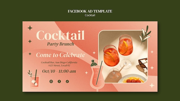 Gradient cocktail bar facebook template