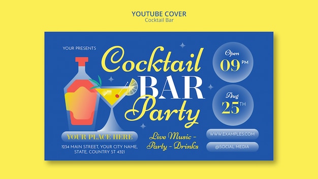 Free PSD gradient cocktail bar  youtube cover