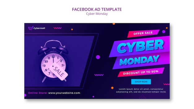 Free PSD gradient cyber monday sale facebook template