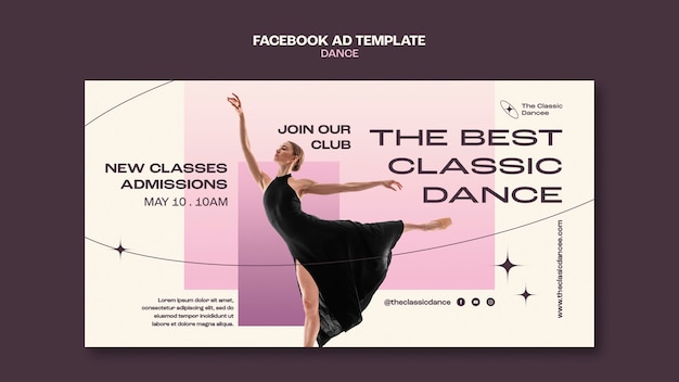 Free PSD gradient dance lessons facebook template